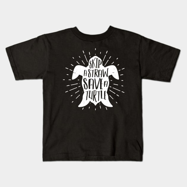 Keep a Straw Save a Turtle Kids T-Shirt by holger.brandt